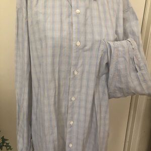 Ermenegildo Zegna Beige Blue Plaid Pocket Button Down Casual or Dress Shirt XL